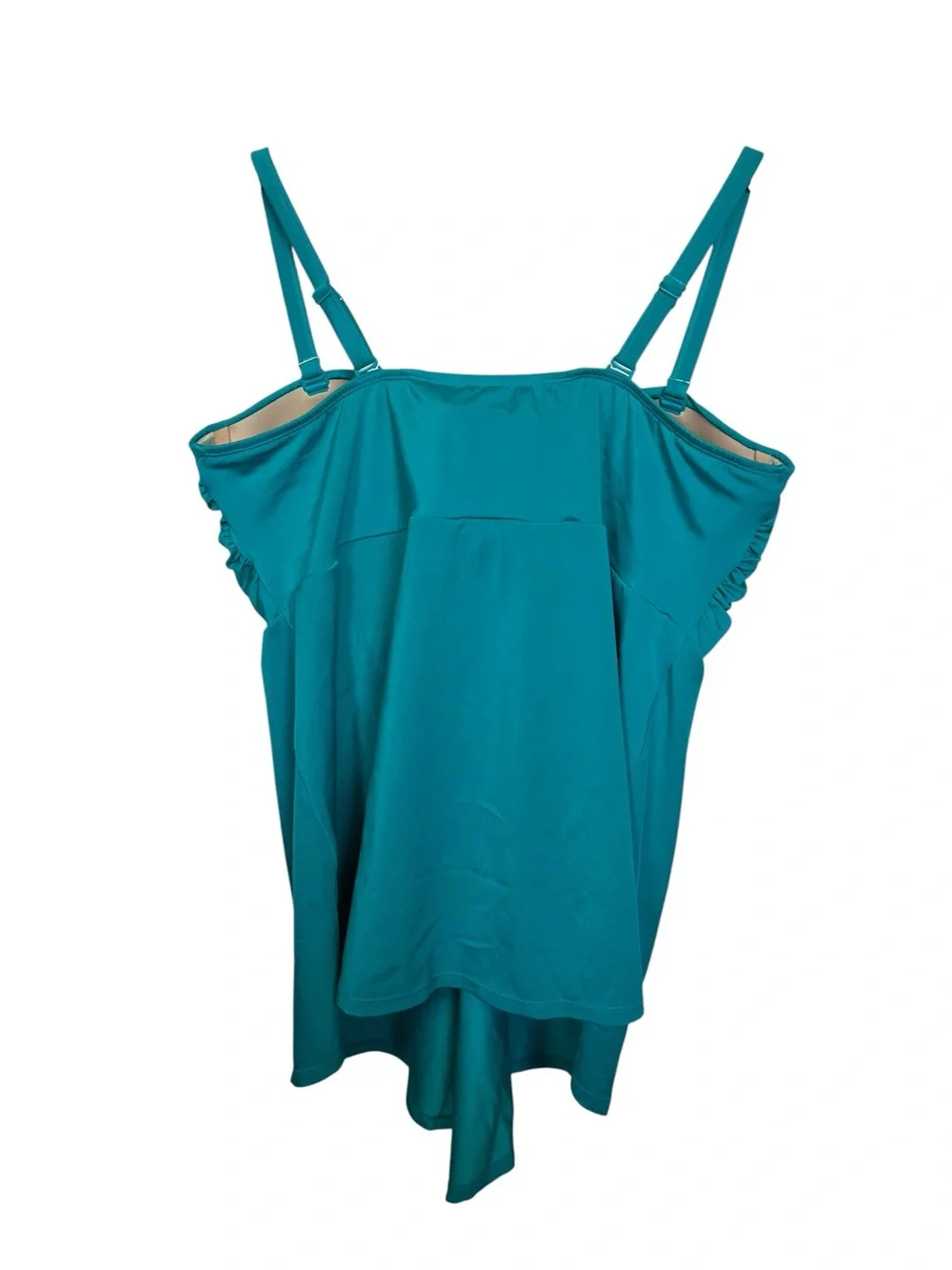 Swim By Cacique 46DD Teal Adjustable-Strap Lightly Line Bandeau Swim Tankini Top